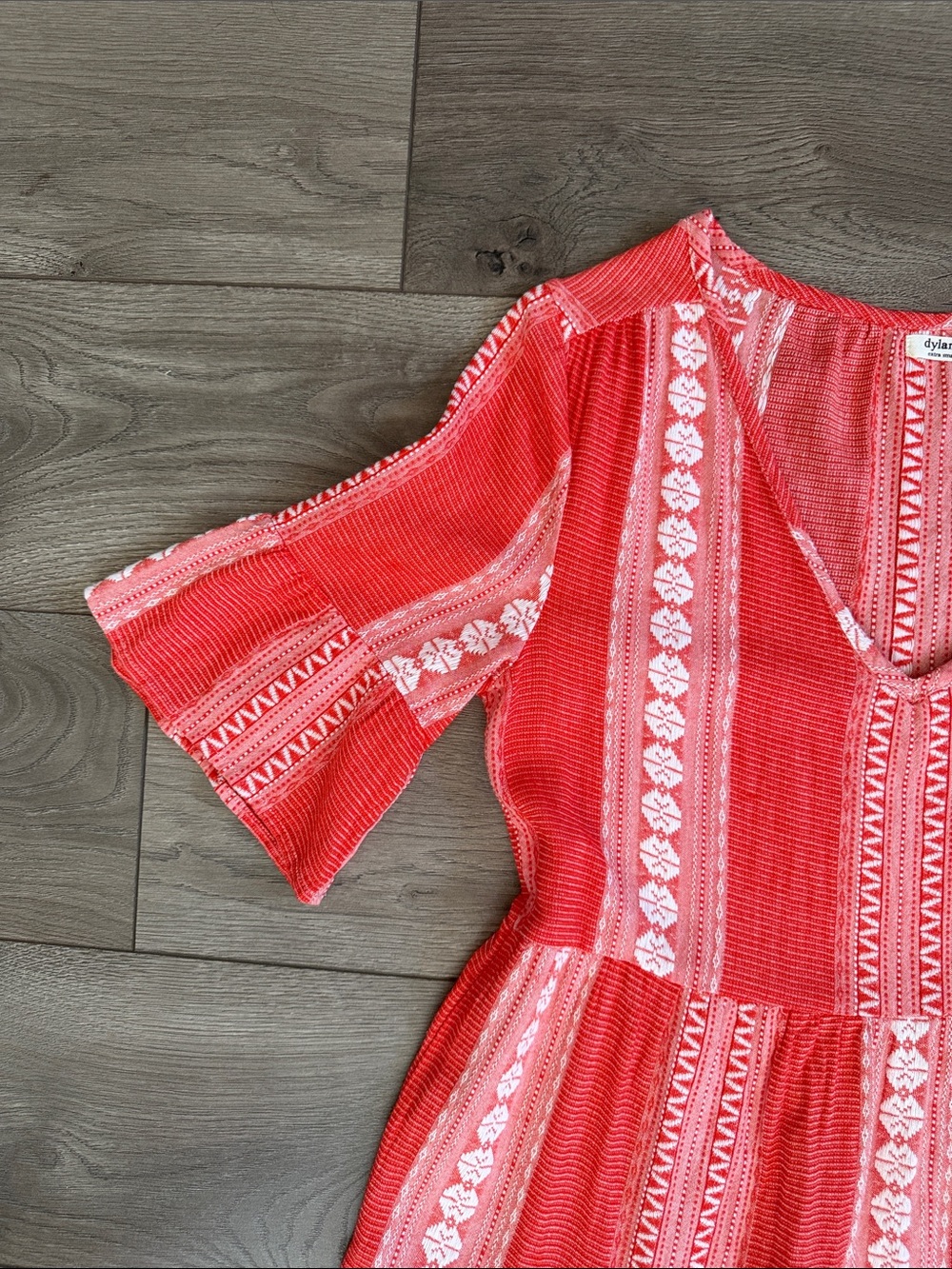 DYLAN by True Grit Red Boho Women's Cotton Dress Size XS (Would fit small) - Picture 3 of 7